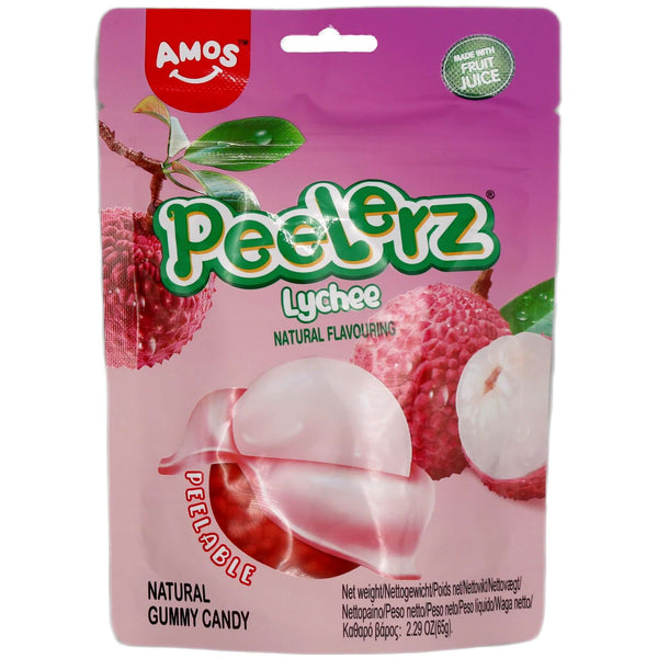 Amos Peelerz Peelable Lychee Flavour Gummy Candy 65g - Tuk Tuk Mart