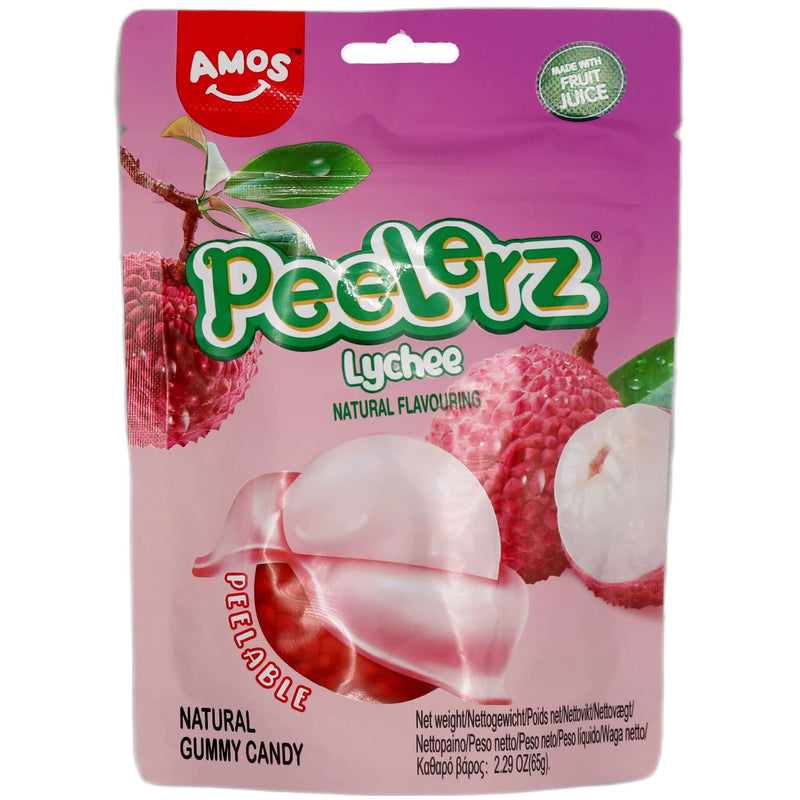 Amos Peelerz Peelable Lychee Flavour Gummy Candy 65g - Tuk Tuk Mart