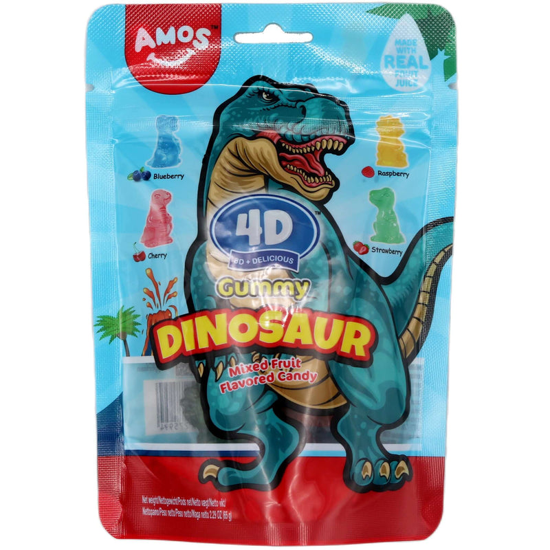 Amos 4D Gummy Dinosaur Mixed Fruit Flavour Gum Candy 65g - Tuk Tuk Mart