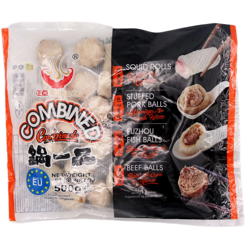 Authentic Combined Meat Balls Mix (Squid Rolls, Stuffed Pork Balls, Fuzhou Fish Balls, Beef Balls) 500g (Frozen) - Tuk Tuk Mart