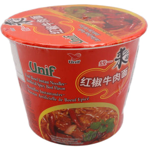 Unif Artificial Spicy Beef Flavour Instant Noodles (Bowl) 110g - Tuk Tuk Mart