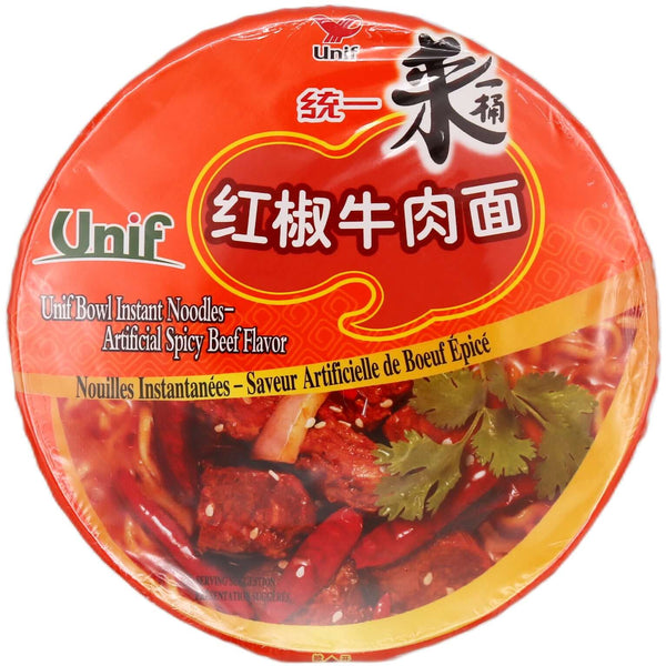 Unif Artificial Spicy Beef Flavour Instant Noodles (Bowl) 110g - Tuk Tuk Mart