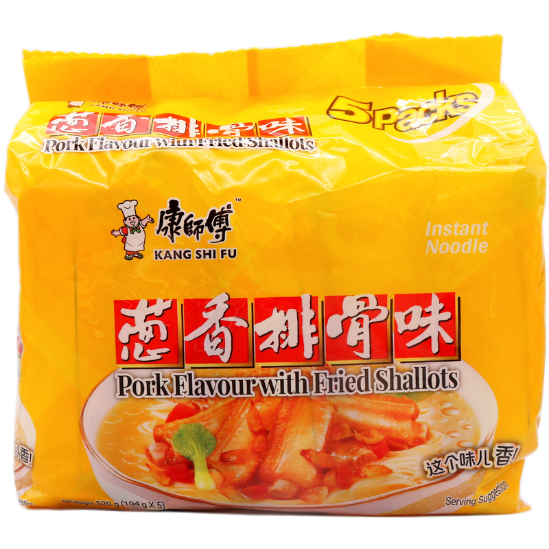 Master Kong Instant Noodles Pork Flavour with Fried Shallots 康師傅蔥香排骨味 (104g*5pcs) 520g - Tuk Tuk Mart