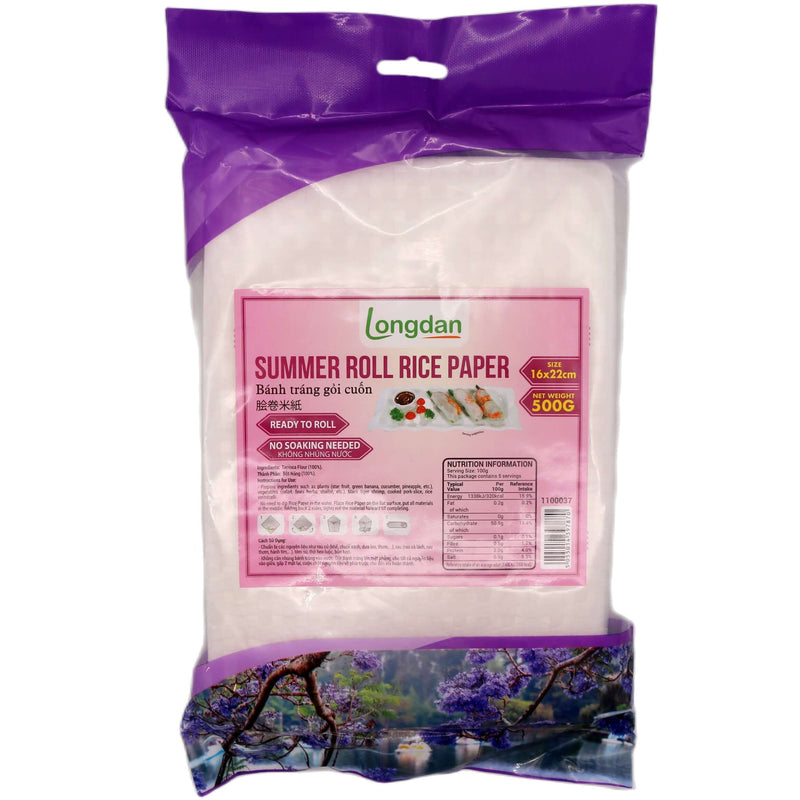 Longdan Roll Rice Paper (16x22cm) 500g - Tuk Tuk Mart