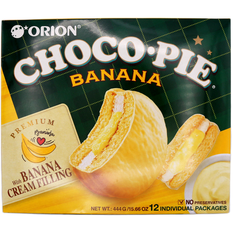 Orion Choco Pie Banana Flavour (12pcs) 444g - Tuk Tuk Mart