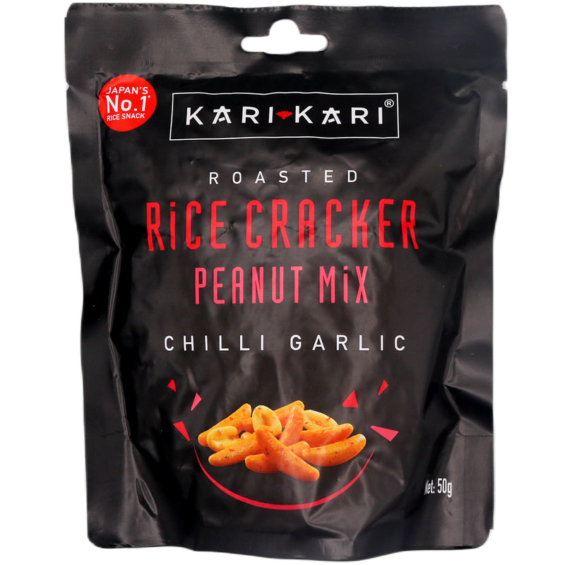 Kari Kari Roasted Rice Cracker Peanut Mix Chilli Garlic Flavour 50g - Tuk Tuk Mart