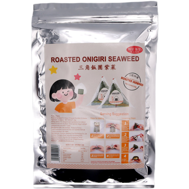 Roasted Roasted Seaweed for Onigiri (Triangle Rice Ball) (20 Sheets) 海上農場 三角飯團紫菜 28g - Tuk Tuk Mart