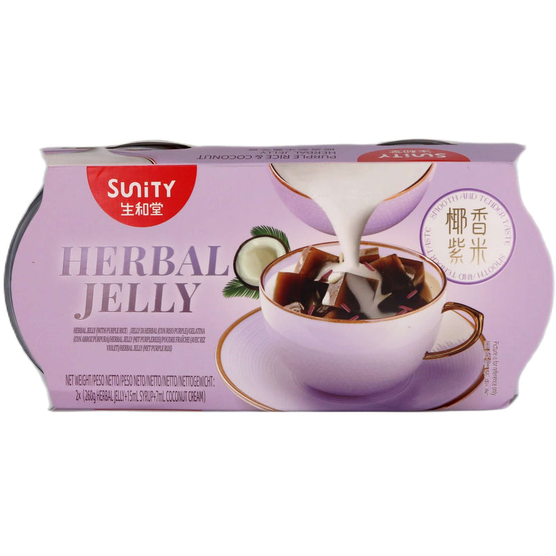 Sunity Purple Rice & Coconut Herbal Jelly (2* (260g Herbal Jelly+15g Syrup+7ml Coconut Cream)) - Tuk Tuk Mart