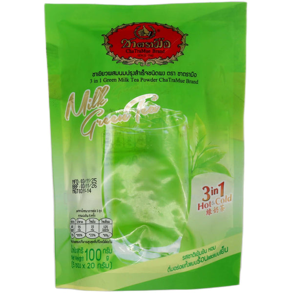 Cha Tra Mue Brand Milk Green Tea (3 In 1 Hot & Cold) (20g*5pcs) 100g - Tuk Tuk Mart