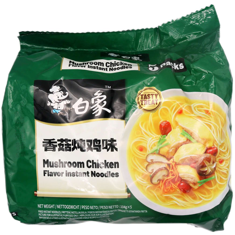 BX Instant Noodle Mushroom Chicken Flavour (Multipack) 白象方便麵多包装香菇炖雞味 (104g*5 Packs) 520g - Tuk Tuk Mart