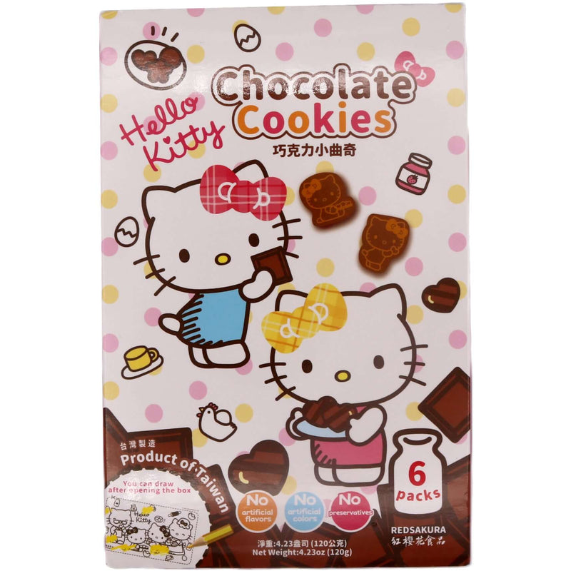 Red Sakura Hello Kitty Chocolate MIlk Cookies (20g*6pcs) 120g - Tuk Tuk Mart