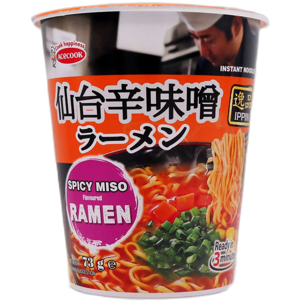 Acecook Ippin Instant Noodles Spicy Miso Flavoured Ramen (Cup) 73g - Tuk Tuk Mart