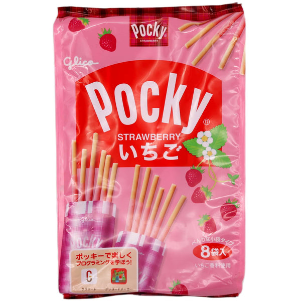 Japan Glico Pocky Chocolate Strawberry Flavour (8 packs) 93.6g - Tuk Tuk Mart