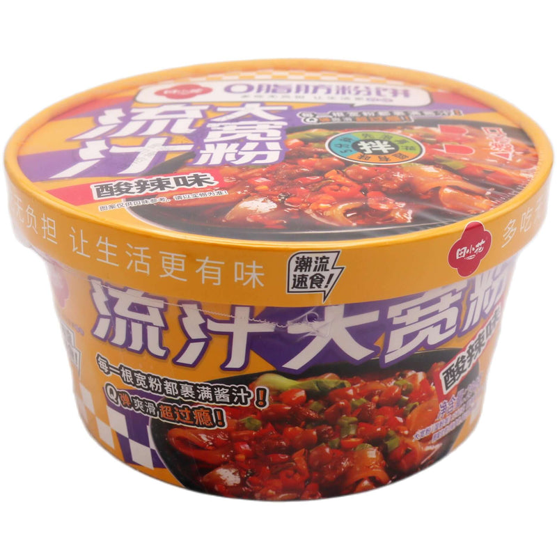 Tian Xiao Hua Wide Noodles Sour Spicy Flavour (Bowl) 田小花0脂流汁大寬粉酸辣味 碗裝 294g - Tuk Tuk Mart