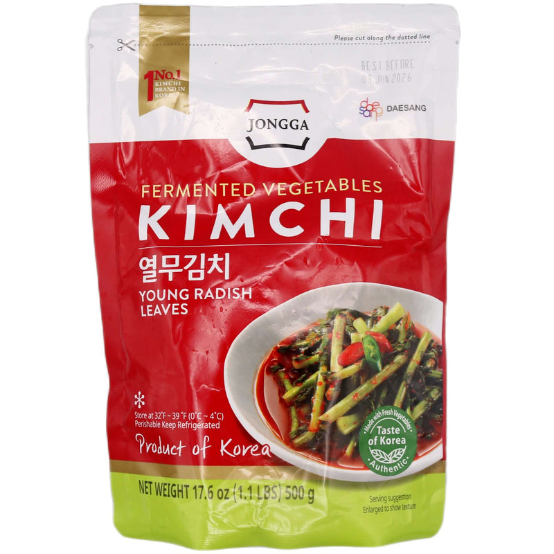 Jongga Fermented Vegetables Kimchi (Young Radish Leaves) 500g - Tuk Tuk Mart