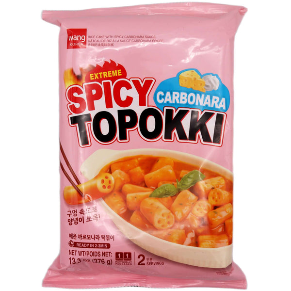 Wang Korea Extreme Spicy Topokki (Carbonara Flavour) (2servings) 376g - Tuk Tuk Mart