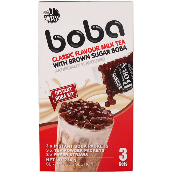 J WAY Classic Flavour Milk Tea with Brown Sugar Boba (3sets) 234g - Tuk Tuk Mart