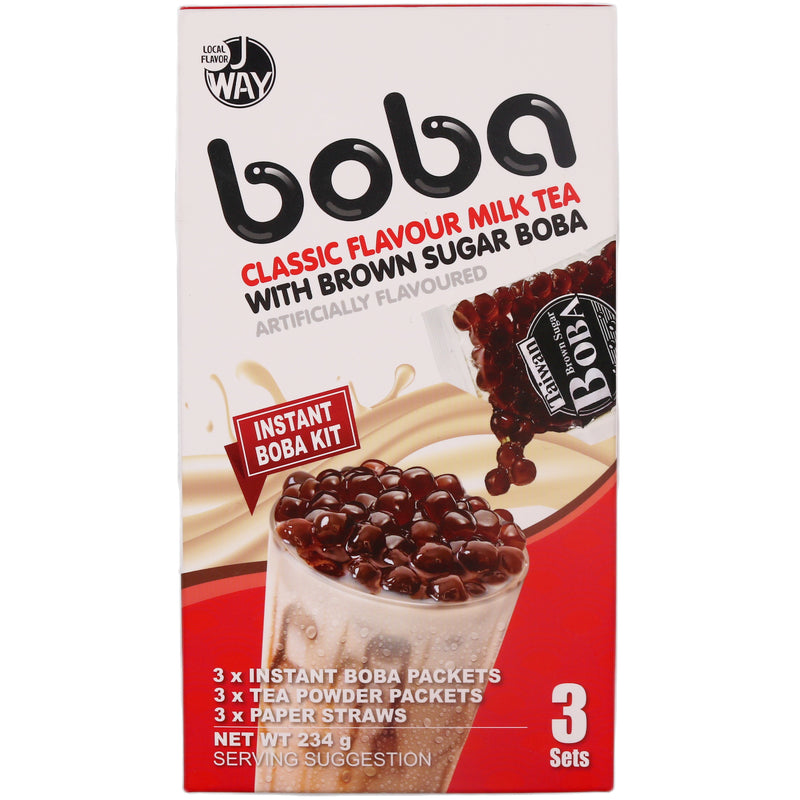 J WAY Classic Flavour Milk Tea with Brown Sugar Boba (3sets) 234g - Tuk Tuk Mart