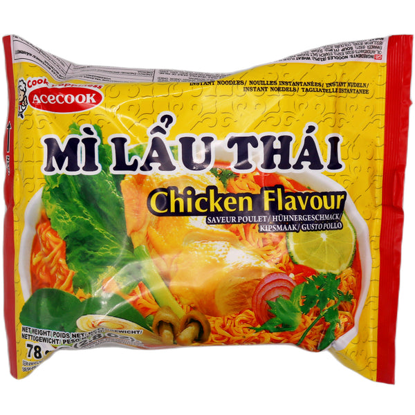 Acecook Instant Noodles Mì Lẩu Thái Chicken Flavour 78g - Tuk Tuk Mart