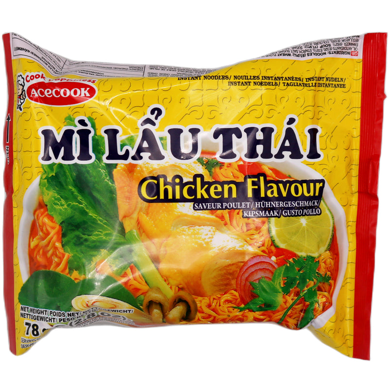 Acecook Instant Noodles Mì Lẩu Thái Chicken Flavour 78g - Tuk Tuk Mart