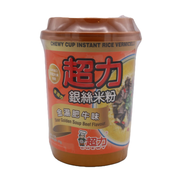 Chewy Cup Instant Rice Vermicelli Sour Golden Soup Beef Flavour 67g