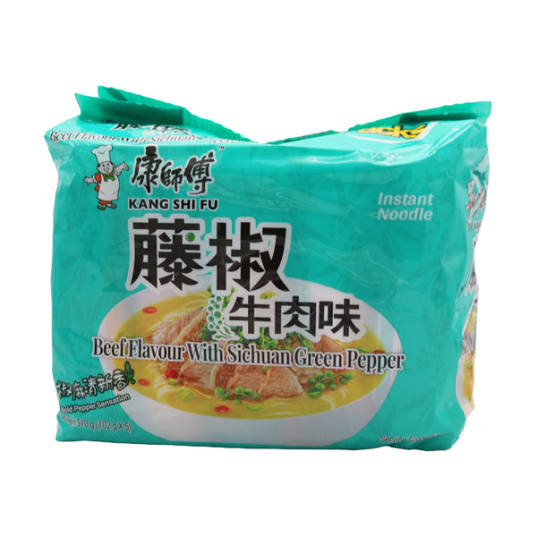 Master Kong Instant Noodle Beef Flavour with Sichuan Green Pepper 510g (5x102g)