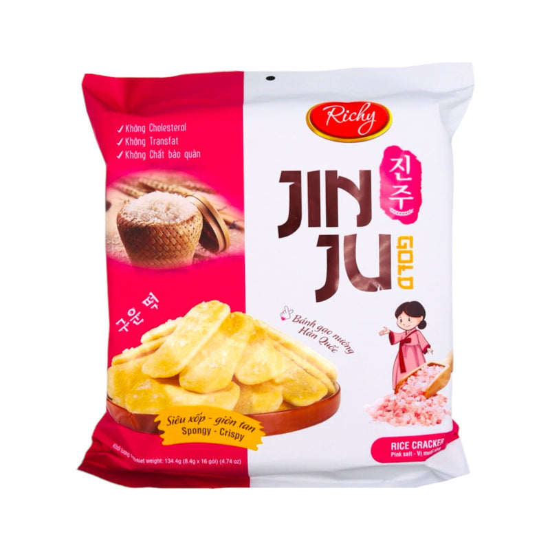 Richy Jinju Pink Salt Rice Cracker 134.4g - Tuk Tuk Mart