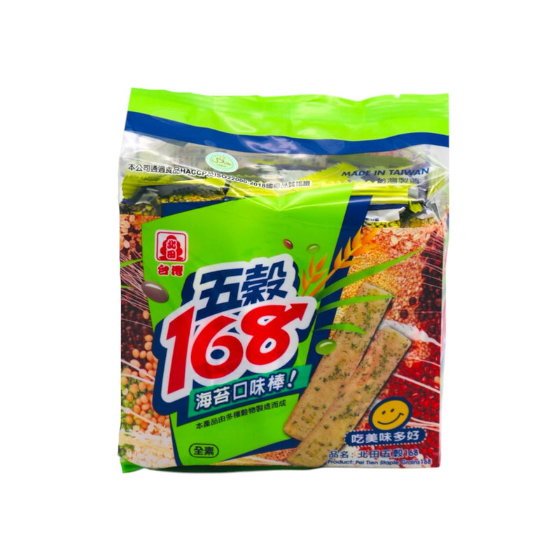 Pei Tien Staple Grain 168 Bar Seaweed Flavour 北田五穀168海苔口味 (Vegan) 180g - Tuk Tuk Mart