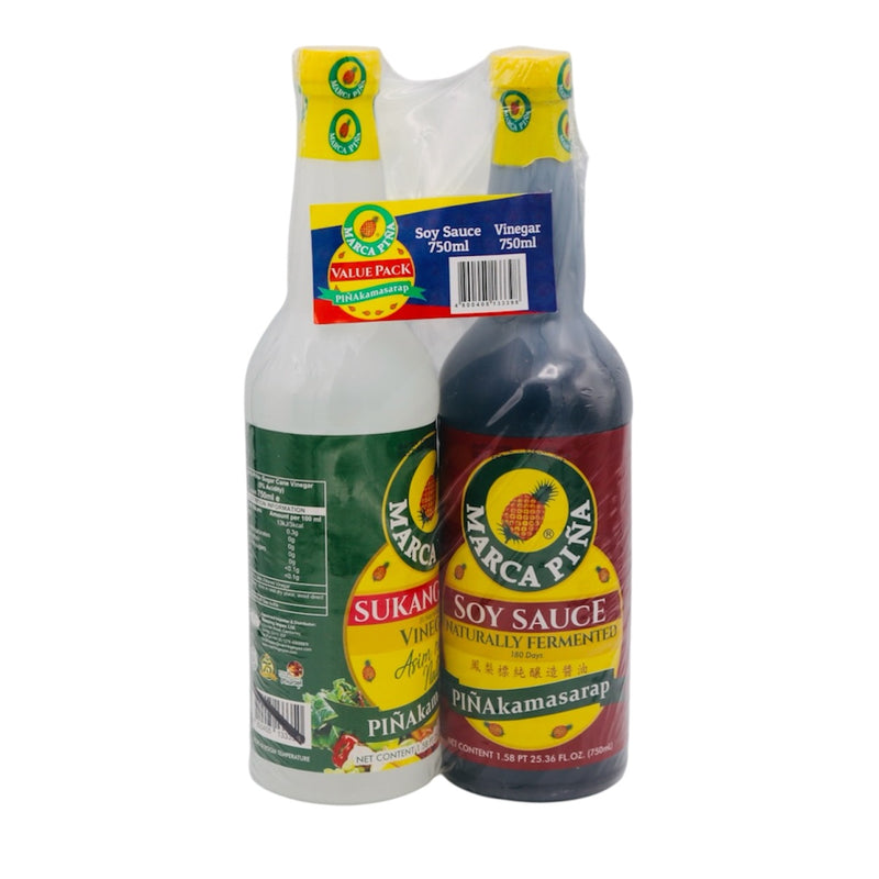 Marca Pina Value Pack (Soy Sauce 750ml + Sugar Cane Vinegar 750ml) - Tuk Tuk Mart