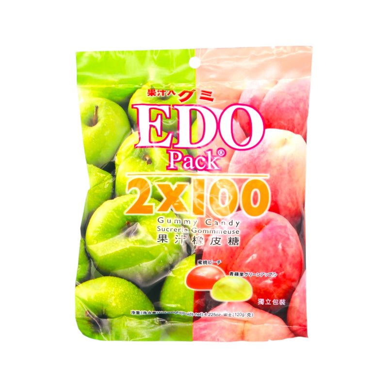EDO Pack Gummy Candy Green Apple Flavour + Peach Flavour 120g - Tuk Tuk Mart
