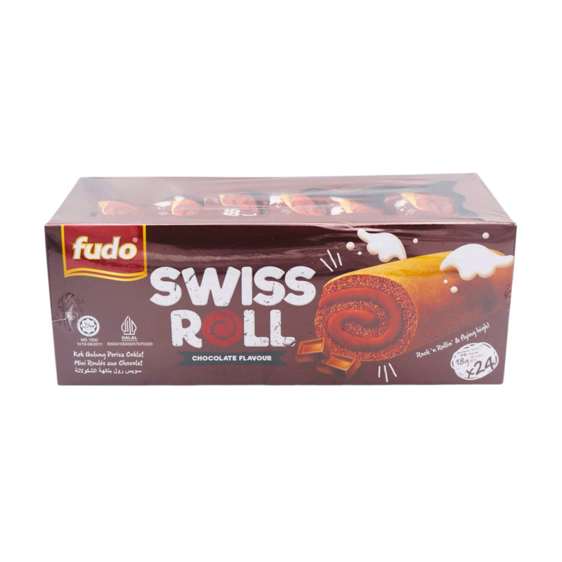Fudo Swiss Roll Chocolate Flavour (18g*24Pcs) 432g - Tuk Tuk Mart