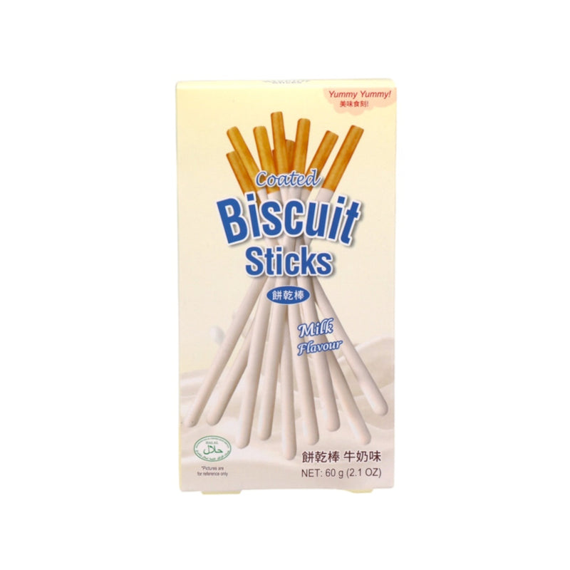 YUMMY YUMMY Coated Biscuit Stick Milk Flavour 60g - Tuk Tuk Mart
