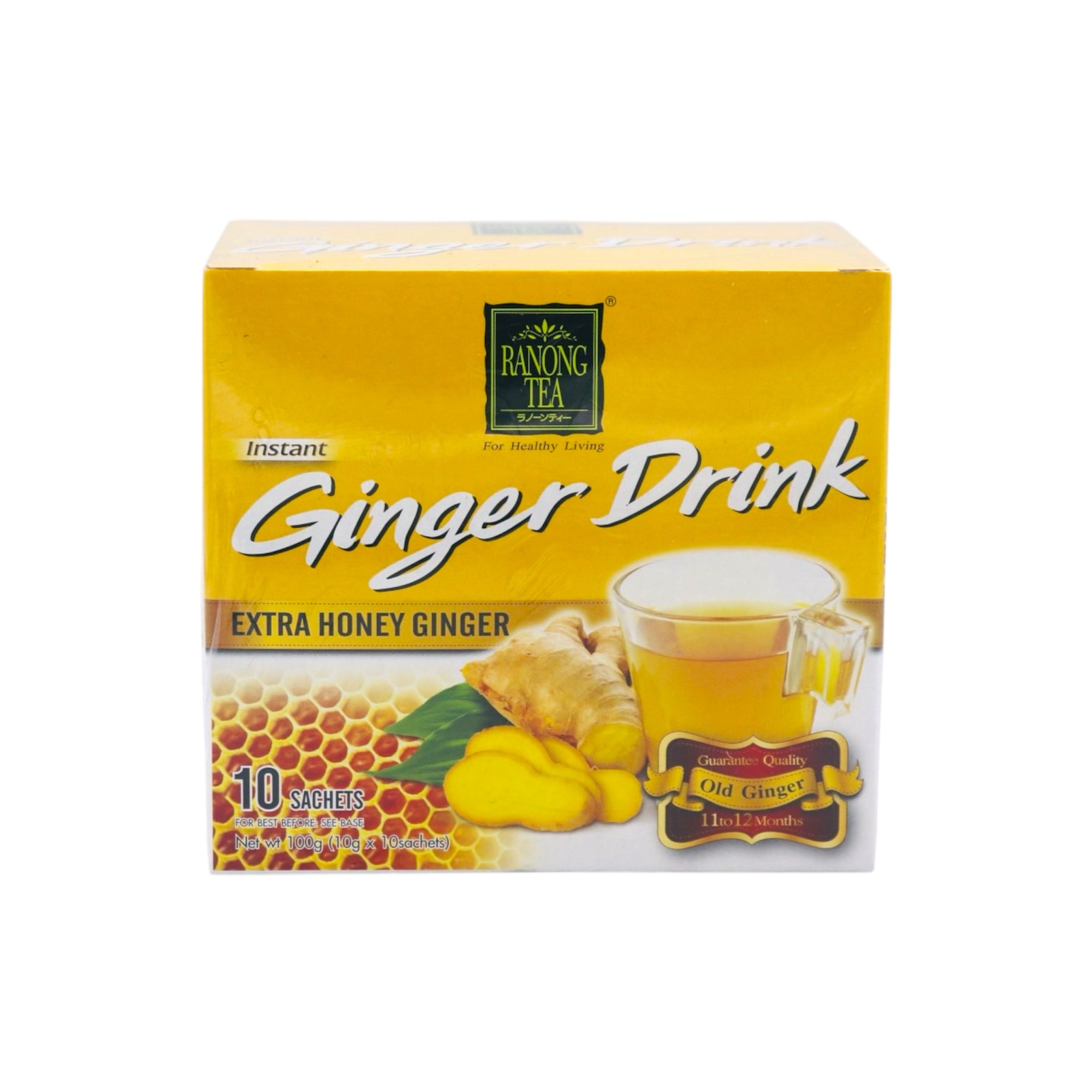 Ranong Tea Brand Ginger Drink - Extra Honey (10g*10 sachets) 100g - Tuk Tuk Mart