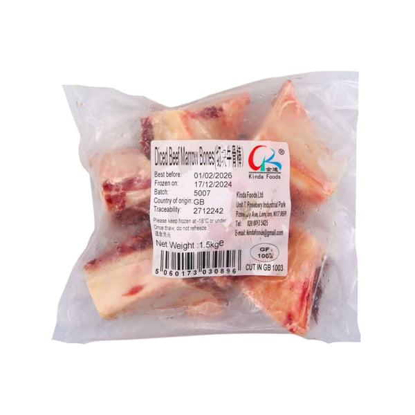 Kinda Foods Diced Beef Marrow Bones 金達切塊牛骨捧 1.5kg (Frozen) - Tuk Tuk Mart