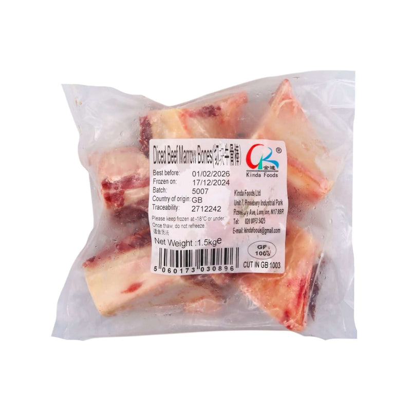 Kinda Foods Diced Beef Marrow Bones 金達切塊牛骨捧 1.5kg (Frozen) - Tuk Tuk Mart