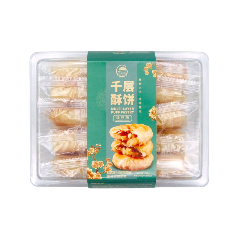 Fairy Bridge Multi-layer Puff Pastry Mung Bean Flavour 送仙橋 千層酥餅綠豆味 358g - Tuk Tuk Mart