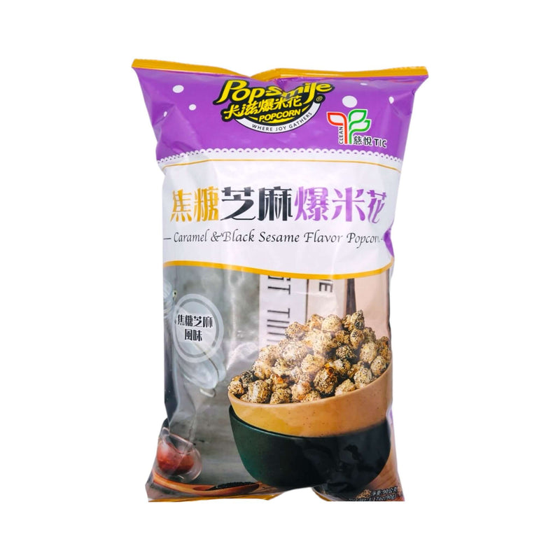 Pop-Smile Popcorn Caramel & Black Sesame Flavour 90g - Tuk Tuk Mart
