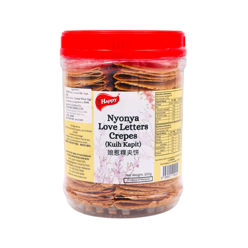 Happy Brand Nyonya Love Letters Crepes (Kuih Kapit) 300g - Tuk Tuk Mart