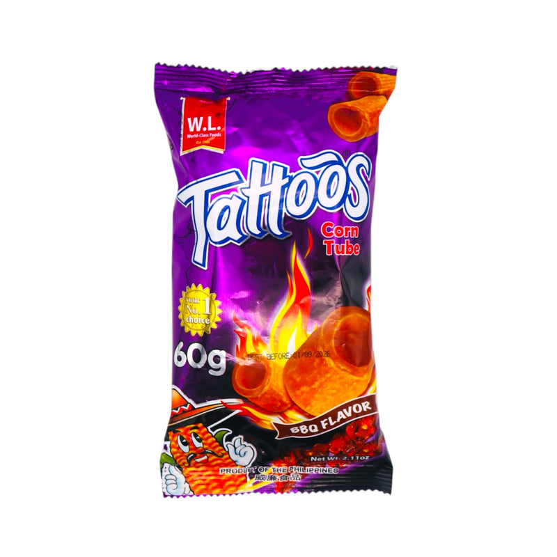 W. L. Tattoos Corn Tube BBQ Flavour 60g - Tuk Tuk Mart