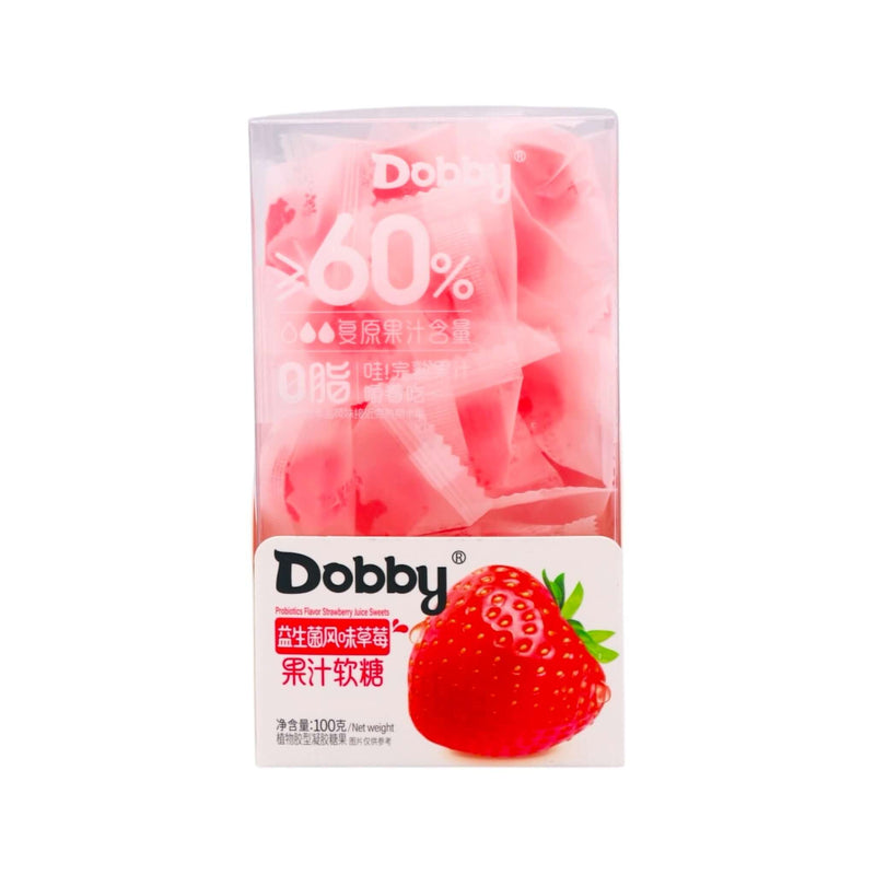 Dobby Soft Candy Strawberry Flavour 益生菌風味草莓果汁軟糖 100g - Tuk Tuk Mart
