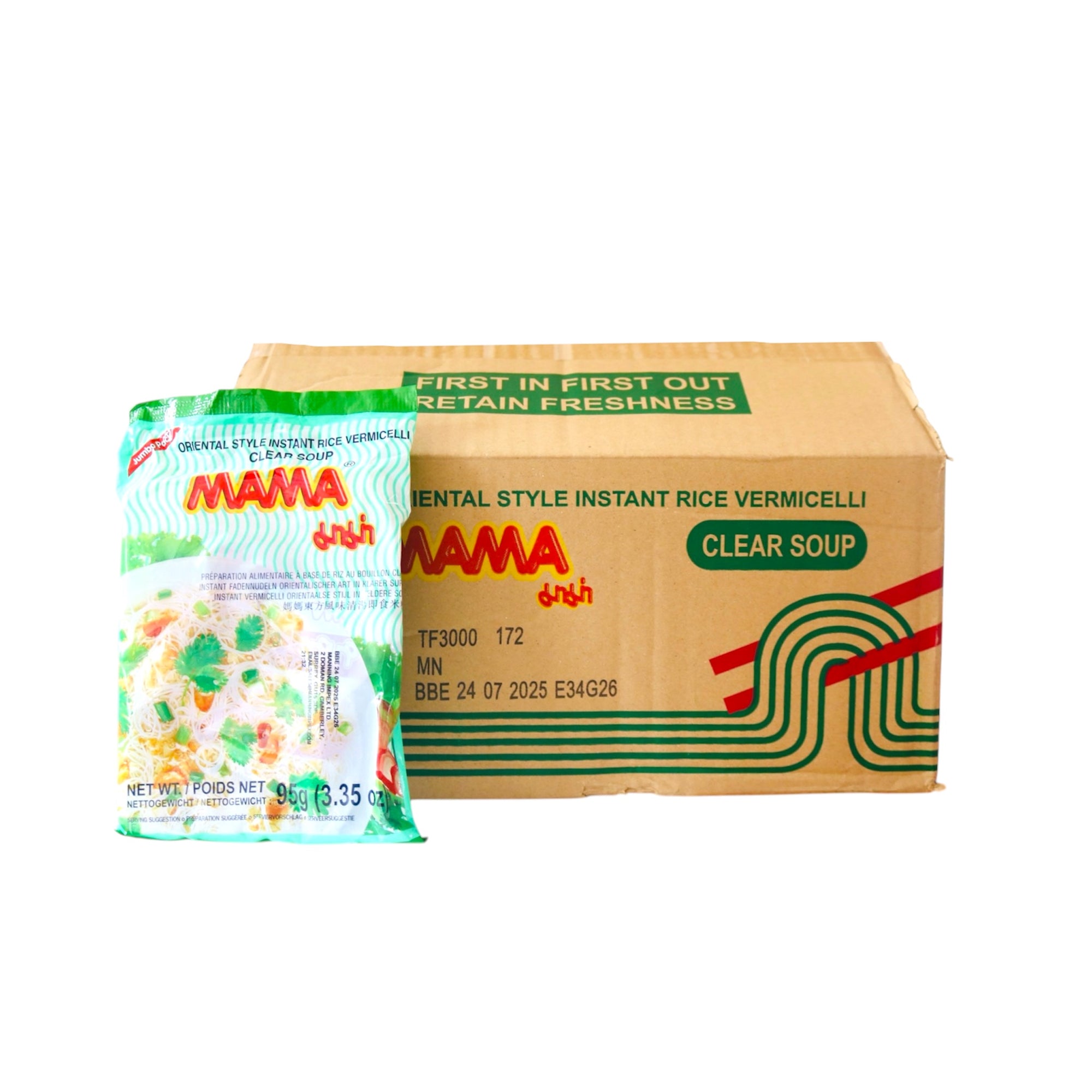 Box of MAMA Oriental Style Instant Rice Vermicelli Clear Soup Jumbo Pack (90g*20Pcs) - Tuk Tuk Mart