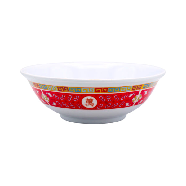 Red Melamine Longevity Pattern Soup Bowl (9 Inch) - Tuk Tuk Mart
