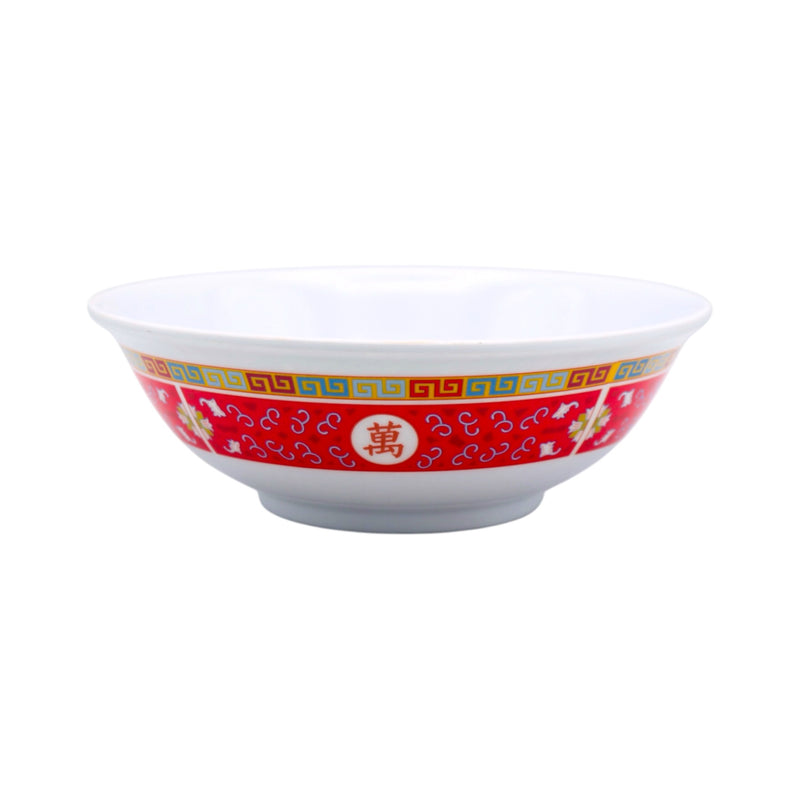 Red Melamine Longevity Pattern Soup Bowl (9 Inch) - Tuk Tuk Mart
