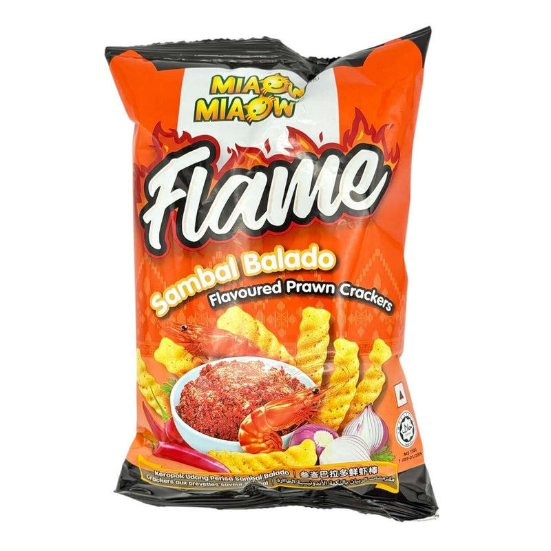 Miaow Miaow Flame Sambal Balado Flavoured Prawn Crackers 50g - Tuk Tuk Mart