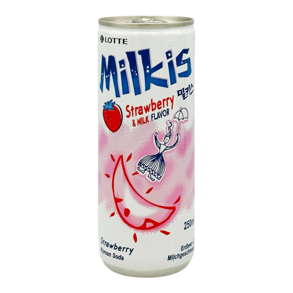 Lotte Milkis Cream Soda Drink Strawberry & Milk Flavour 250ml