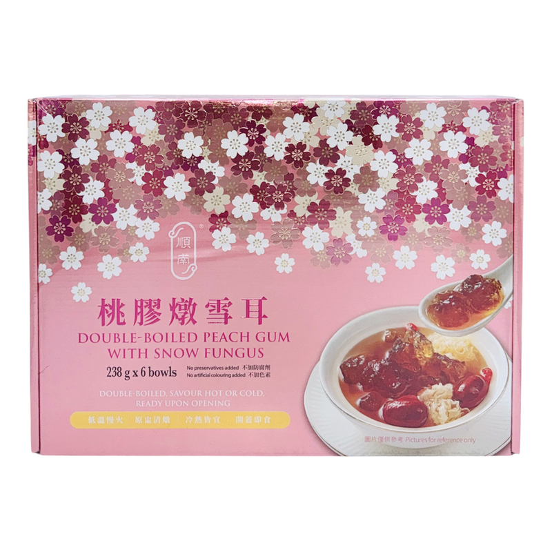 Shun Nam Double-Boiled Peach Gum with Snow Fungus 順南 桃膠燉雪耳 238g x 6 bowls (B.B.D. 05 AUG 2026) BUY 1, GET 1 FREE