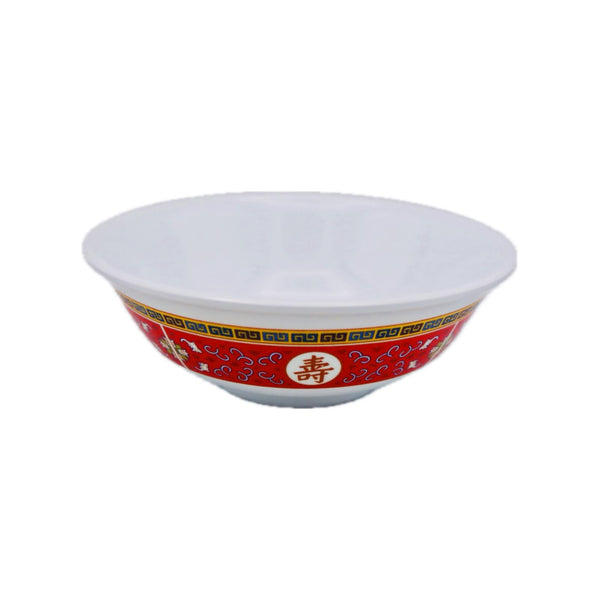 Red Melamine Longevity Pattern Soup Bowl (7 Inch) - Tuk Tuk Mart