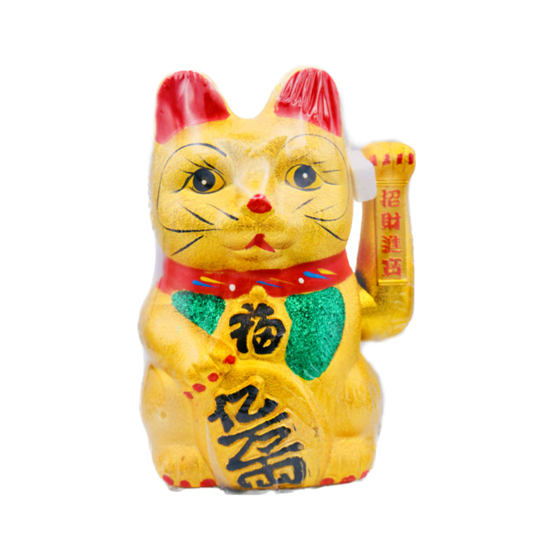 Hua Rong Sheng Golden Waving Ceramic Lucky Cat (Classic Design) 華榮盛招財貓 27cm - Tuk Tuk Mart