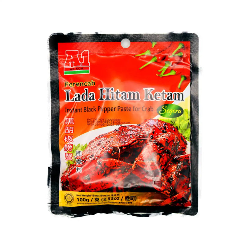 A1 Perencah Lada Hitam Ketam Instant Black Pepper Paste for Crab 黑胡椒螃蟹即煮料 100g - Tuk Tuk Mart