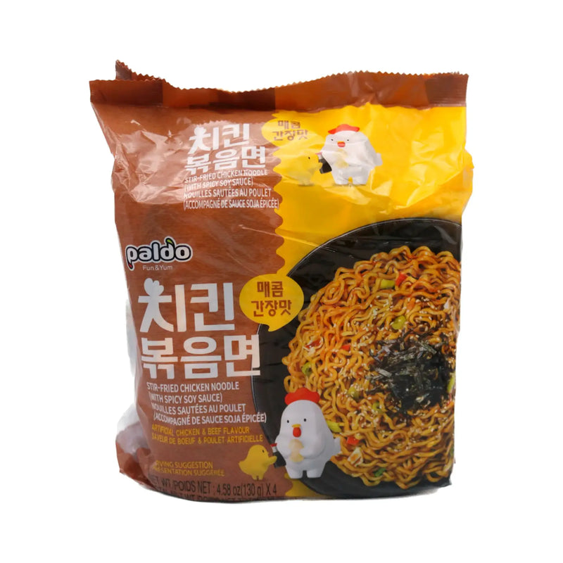 Paldo Stir-Fried Chicken Noodle With Spicy Soy Sauce (130g*4 Packs) 520g - Tuk Tuk Mart
